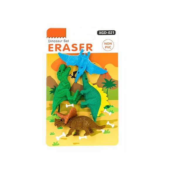 Dinosaur Cartoon Pencil Eraser Set for School Kids - Picture 2 of 11